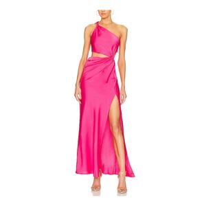 Misha 'Kristin' Pink One Shoulder Cut Out Gown Size 0